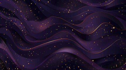 Abstract wavy pattern in deep purple with golden accents, creating a textured background.