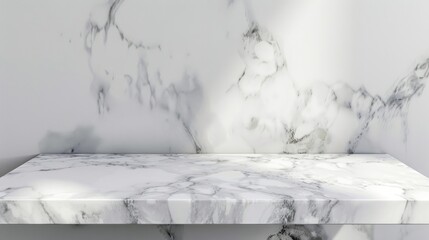 A sleek marble countertop against a marble-patterned wall, showcasing elegance and modern design.