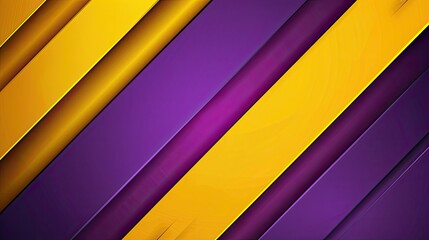 A vibrant abstract design featuring diagonal stripes in purple and yellow hues.