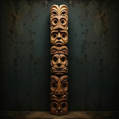 Ancient Spirits: Carved Wooden Totem Pole