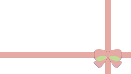 ポップなツートンカラーの包装したリボンフレーム素材ピンクと黄緑