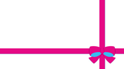 ポップなツートンカラーの包装したリボンフレーム素材濃いピンクと水色