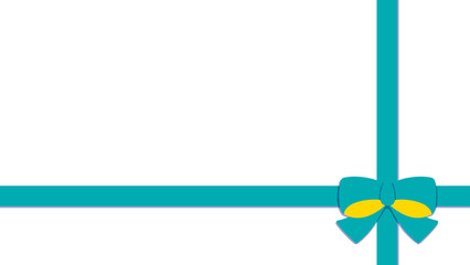 ポップなツートンカラーの包装したリボンフレーム素材水色と黄色