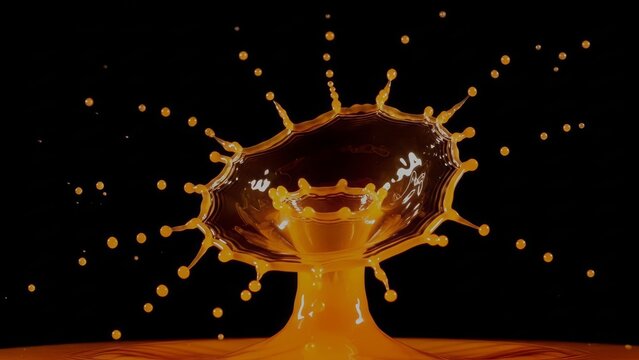 Orange liquid splash on oled / true black background