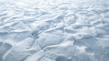 Obraz premium Frozen landscape with ice sheets and snow-covered terrain viewed from above