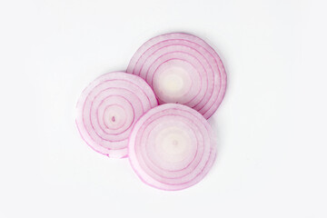 Purple Onion Rings On Clean White Background