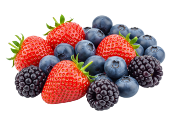 Fresh mixed berries with strawberries blueberries and blackberries