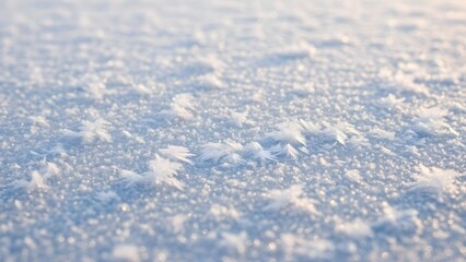 Obraz premium A serene close-up view of snow-covered ground on a winter morning