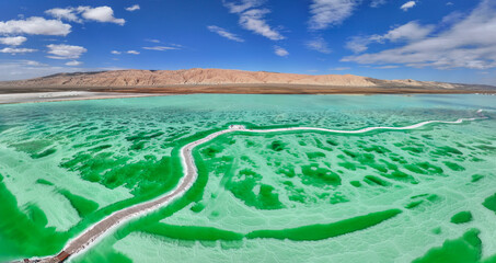 Aerial photography of Mangya Emerald Lake in Mangya City, Haixi Prefecture, Qinghai Province © 晓晓 任
