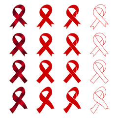 Awareness Ribbon Set Collection with Gradient, Thin and Nice Shapes