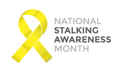 National Stalking Awareness Month Yellow Ribbon Icon Isolated on White Background
