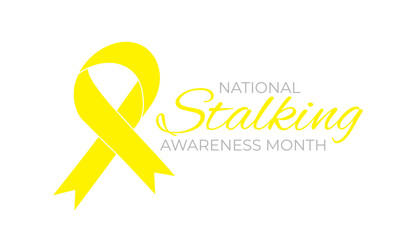 Yellow Stalking Awareness Month Ribbon Logo Icon Isolated