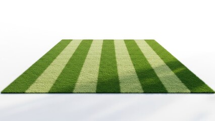 Green grass field with white stripes isolated on white | circular, cricket, ground, pitch, wicket, stumps, grass, field, sport, game.