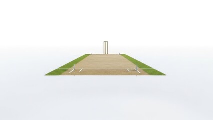 Cricket ground with wickets stumps and boundary lines viewed from side | circular, cricket, ground, pitch, wicket, stumps, grass, field, sport, game.