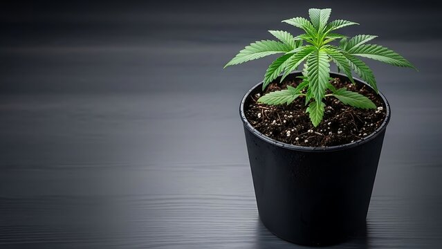 Cannabis Plant Growing Pot Marijuana Weed Cultivation Copy Space Medicine Bud