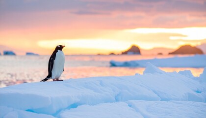 Obraz premium Penguin standing on Antarctic ice