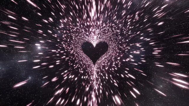 Heart Shaped Wormhole Warp Speed Through Space Animation Background