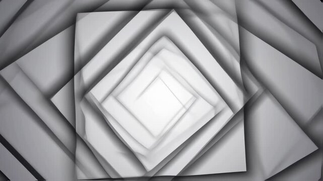 Abstract grayscale design with layered squares and angled planes