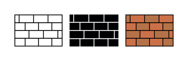 Brick Wall Icon Set, Masonry Pattern Vector, Seamless Texture Graphic, Building Facade Symbol, Construction Background, Architectural Surface Tile for UI and Print