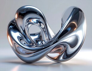 Gleaming chrome sculpture twists in an infinite loop, casting light reflections elegantly