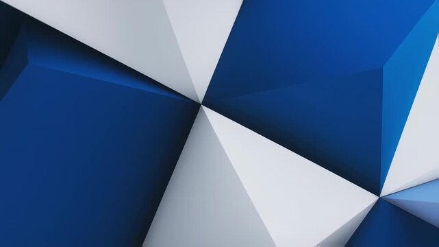 Abstract geometric pattern of intersecting planes in shades of white and deep blue