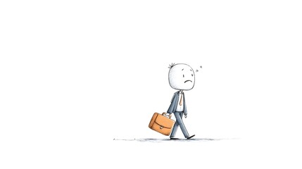 business character walking slowly with a briefcase