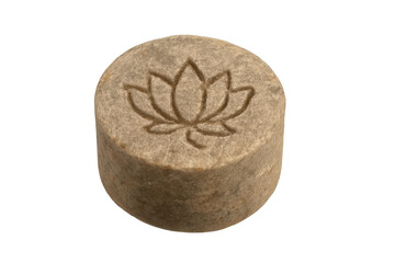 Fototapeta premium Lotus flower carving on stone cylinder spiritual zen symbol