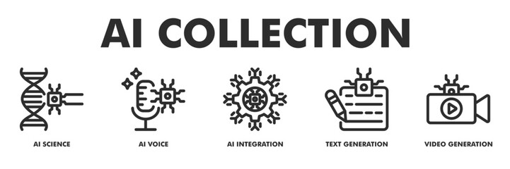 AI Collection web banner icon vector illustration for Creative Media