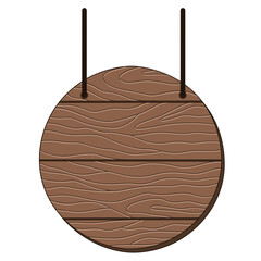 Flat Hanging Wooden Board Banner With Texture Illustration.