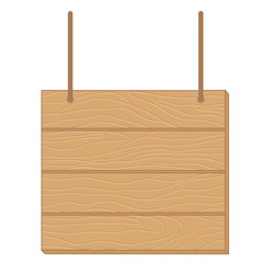 Natural Hanging Wooden Board Banner With Texture Illustration.