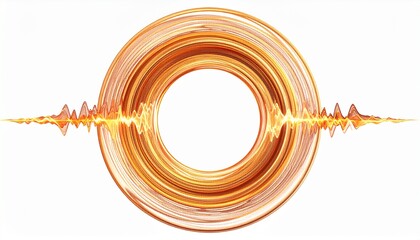 Abstract orange and golden soundwave ripple glowing with energy particles