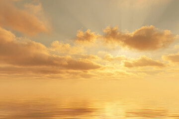 Fototapeta premium Golden sunrise over a calm horizon symbolizing a fresh beginning, peaceful and hopeful New Year 2026 concept