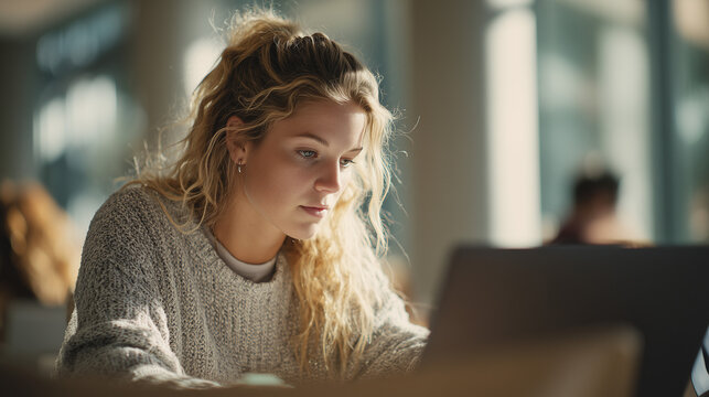Educator preparing online lesson using laptop and tablet, modern workspace, natural lighting, realistic Adobe Stock photography, professional and approachable, no text