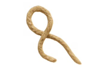 Natural rope forming a knot loop on transparent background