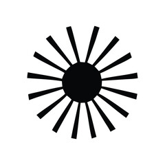 Sun-like radial burst symbol, a minimalist representation of energy, light, and a bright explosion of ideas and creativity in graphic design