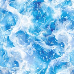 Obraz premium Blue water swirls with foamy white caps and small bubbles