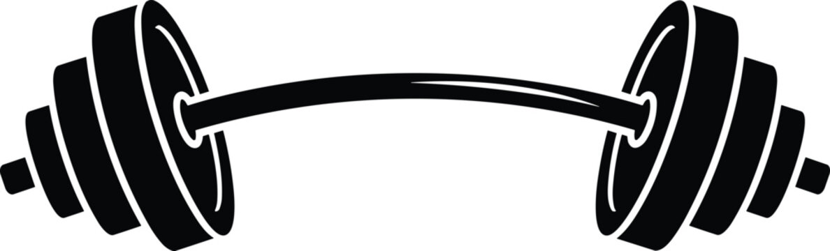 Heavy bent barbell silhouette vector illustration isolated on white background for gym fitness logo or bodybuilding workout graphic design