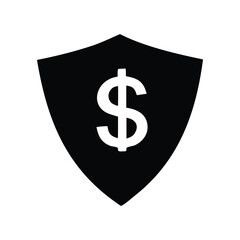 Protection and Security of Money and Financial Assets Illustrated with a Shield and Dollar Sign Icon