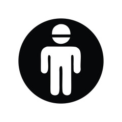Simple graphic illustration of a person in a circle icon representing a person or male symbol
