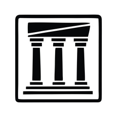 Stylized vector icon of three classical architectural columns, embodying concepts of justice, law, stability, and historical institutions, ideal for legal or governmental design projects