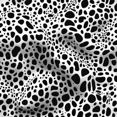 wavy white surface perforated by irregular black organic holes creating a hypnotic surreal three-dimensional illusion