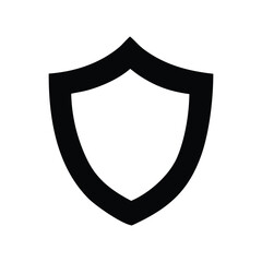 Minimalist black outline shield graphic symbol representing robust digital security, data protection, and online privacy. Ideal for user interface design, cybersecurity applications