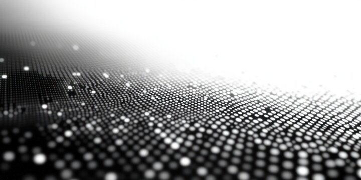 monochrome undulating field of glowing dots on a waving grid fading into bright light, futuristic and hypnotic mood - Powered by Adobe