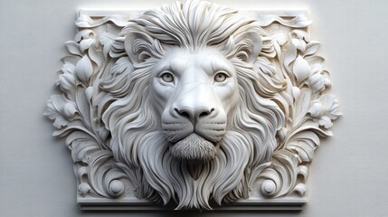 ornate white carved plaster wall relief with symmetrical acanthus leaves, scrollwork and floral motifs conveying serene elegant refinement