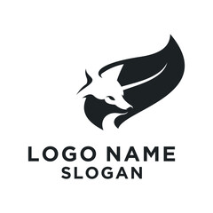 black fox head vector logo leaf concept