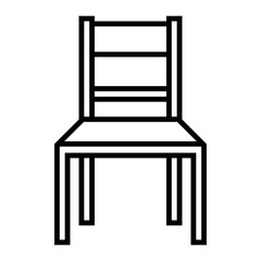 Ladderback chair icon in crisp outline vector form, ideal for caf&eacute; menus, furniture stores, interior layouts, product pages, and lifestyle branding.