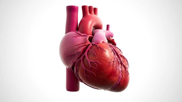 Detailed 3D model of a human heart showcasing its intricate anatomy and structure