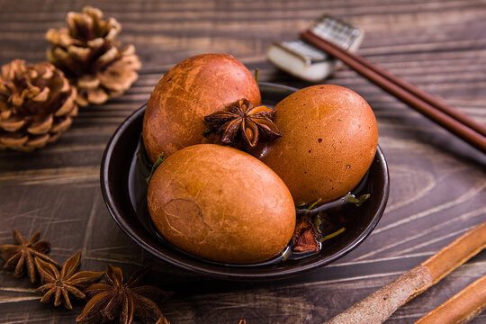 Fragrant Chinese Tea Eggs Rustic Presentation