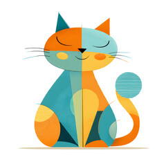 Flat vector illustration of a playful cartoon cat
