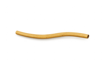 Curved bamboo stick forming a hollow natural tube with a rough texture